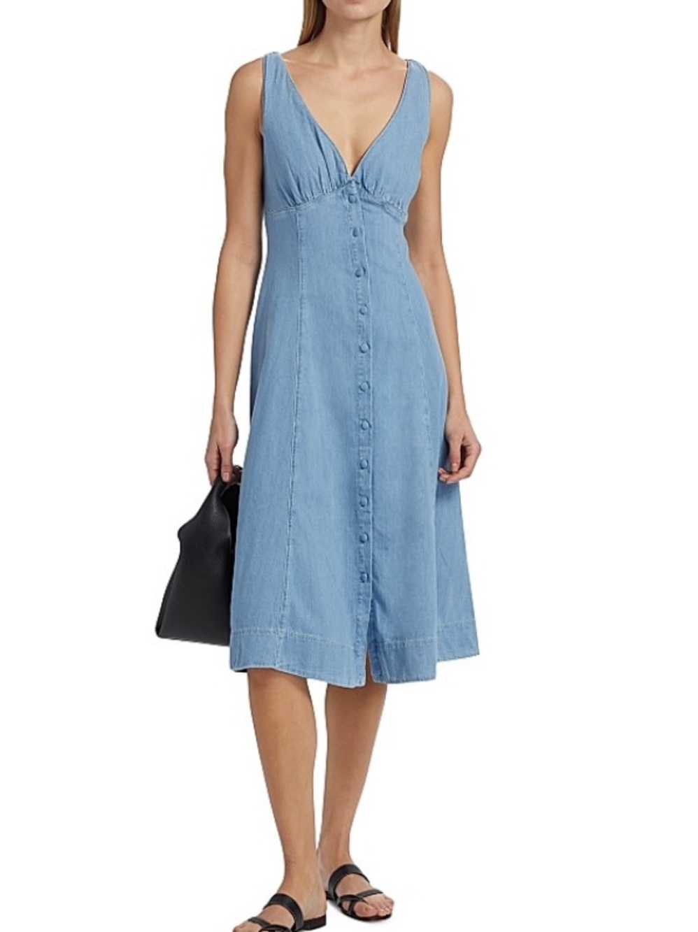 Reformation Sebastian V-Neck Button-Front Midi Dress Size 4